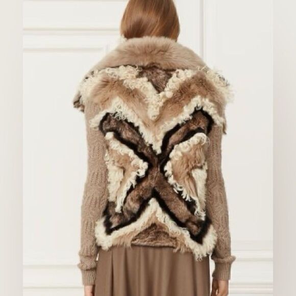 Ralph Lauren Collection ~ Fall 15 Geometric Multi Patchwork Lamb Shearling Vest - Picture 15 of 17